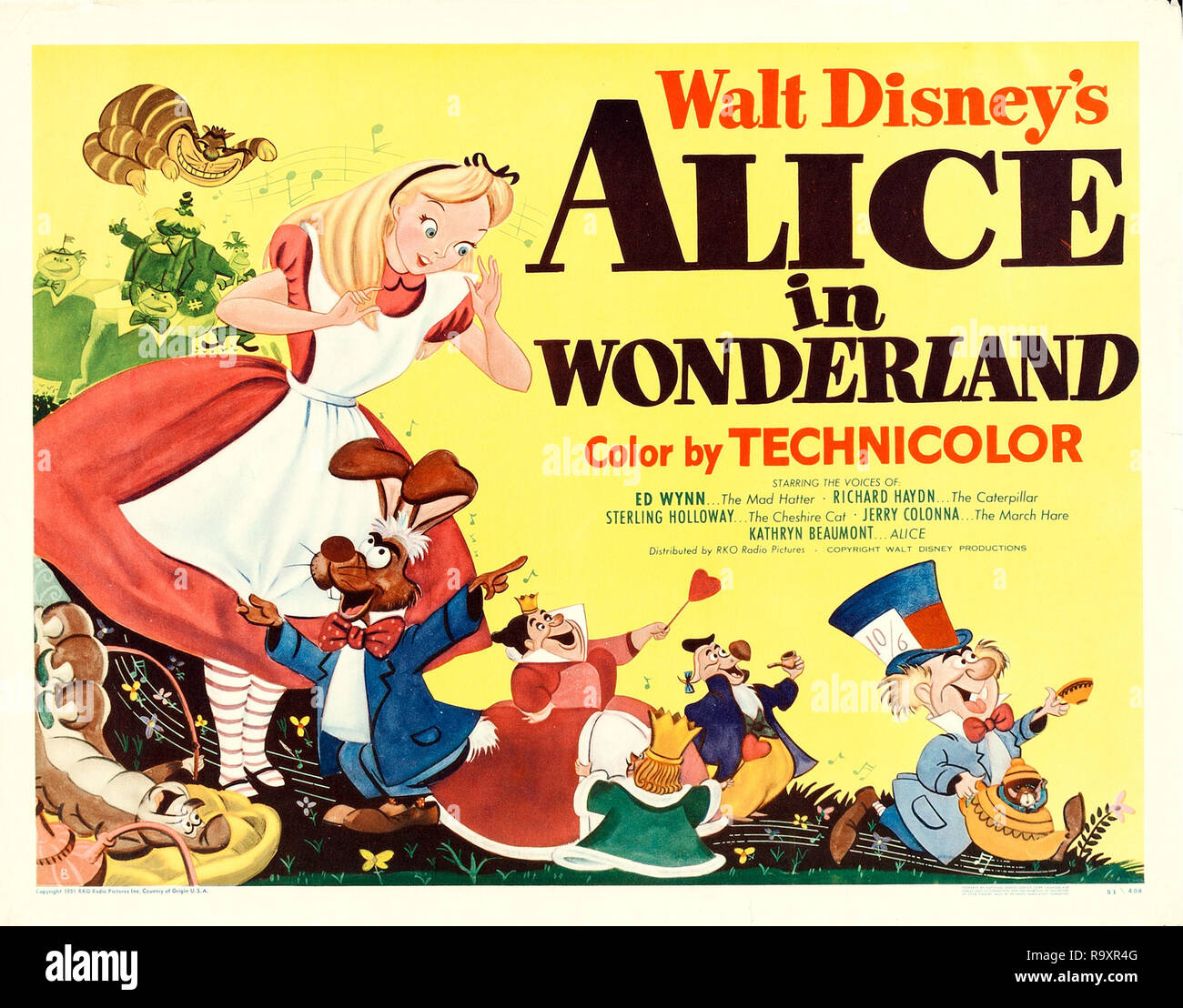 Alice im Wunderland (RKO, 1951) Poster/Lobby Card animierte Datei Referenz # 33635 936 THA Stockfoto