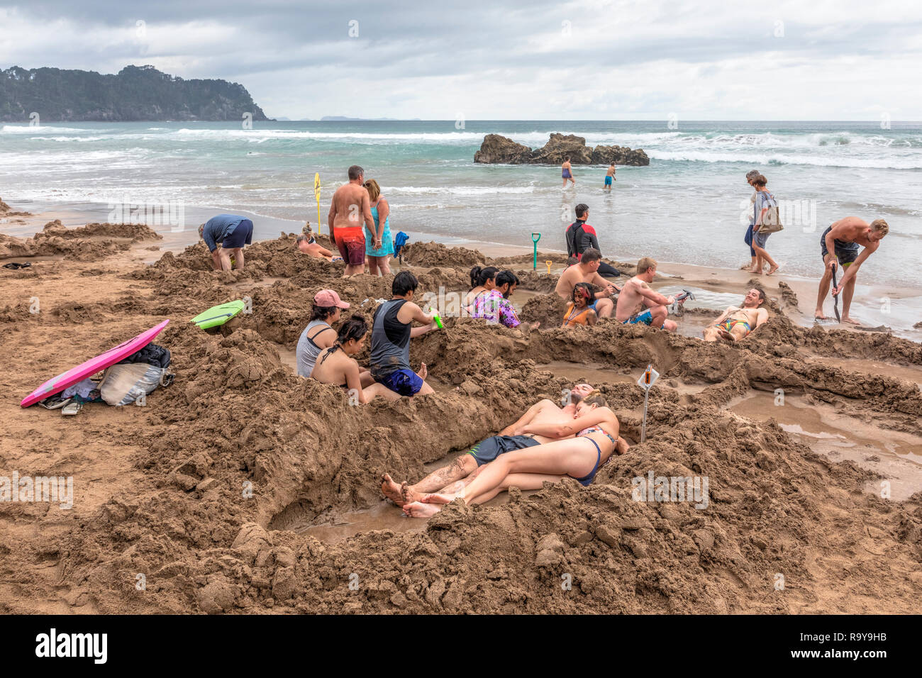 Hot Water Beach, Waikato, Coromandel Halbinsel, North Island, Neuseeland Stockfoto