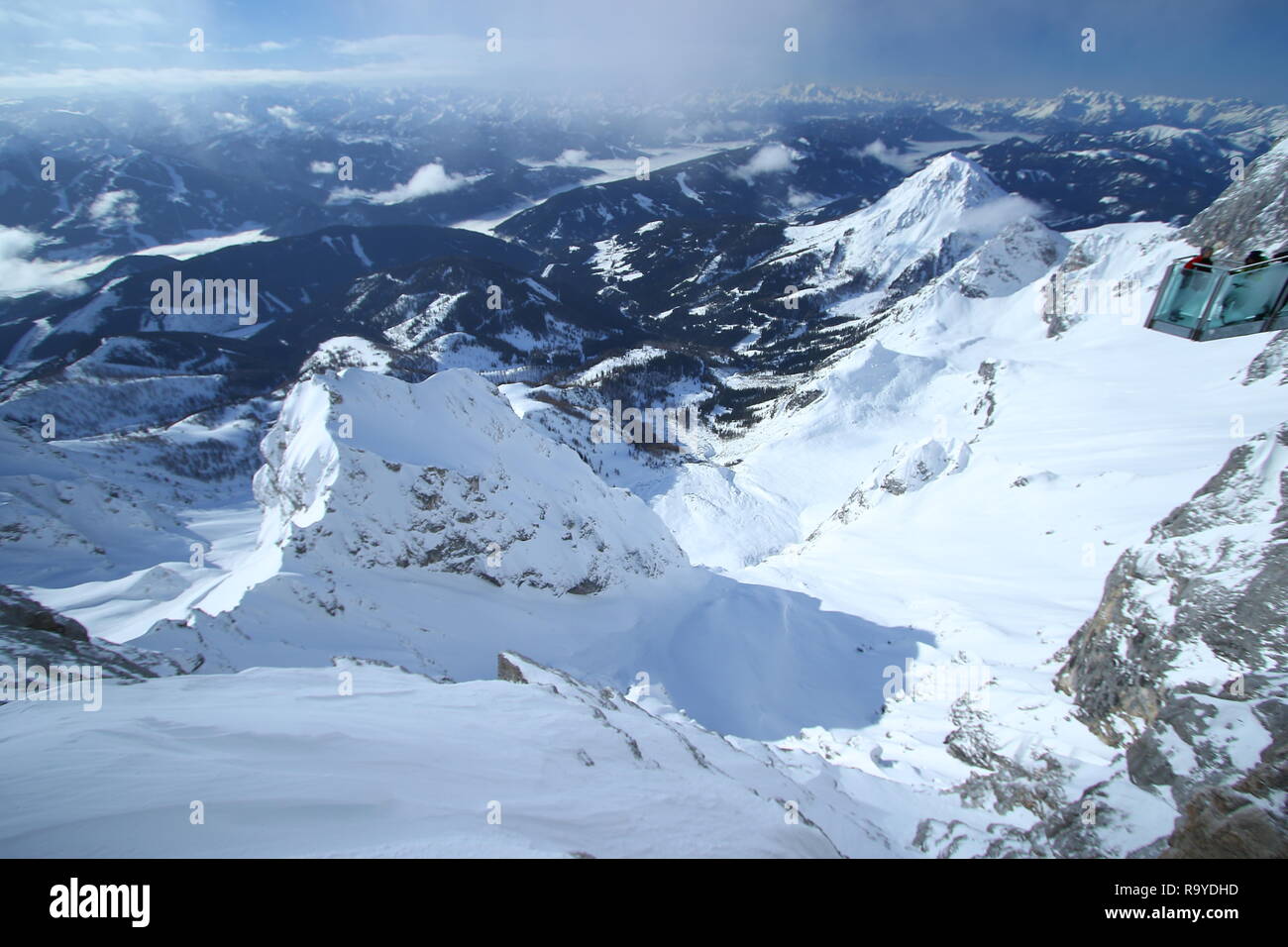 Dachstein Ramsau Schladming Österreich perfekte Sicht in der mountian Bereich hervorragende Möglichkeiten zum Skifahren und Langlaufen Winterwandern Stockfoto