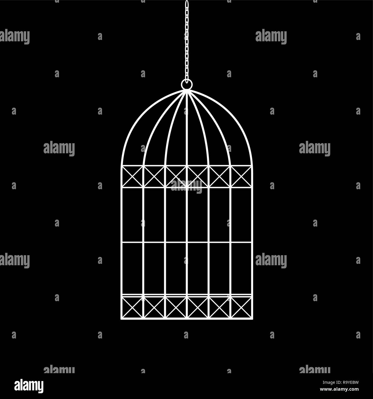 Vogelkäfig auf schwarzem Hintergrund Vector Illustration Stock Vektor