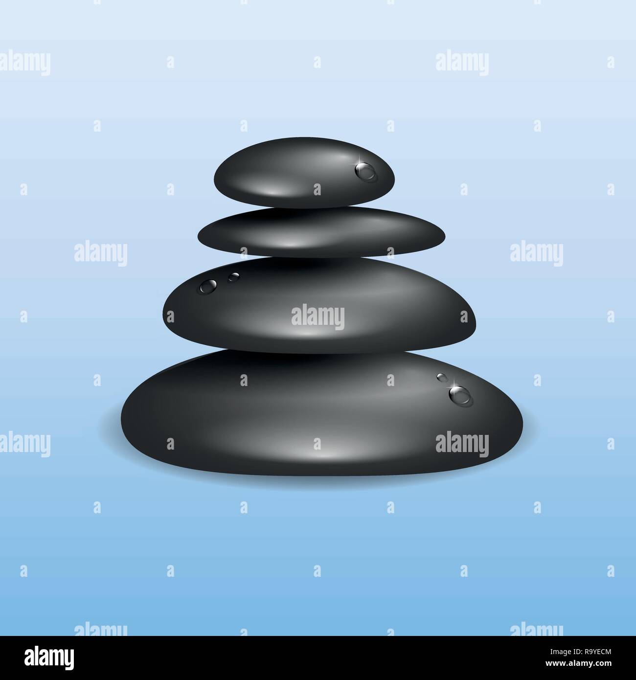 Black Spa zen Steine auf blauem Hintergrund Vektor-illustration EPS 10. Stock Vektor