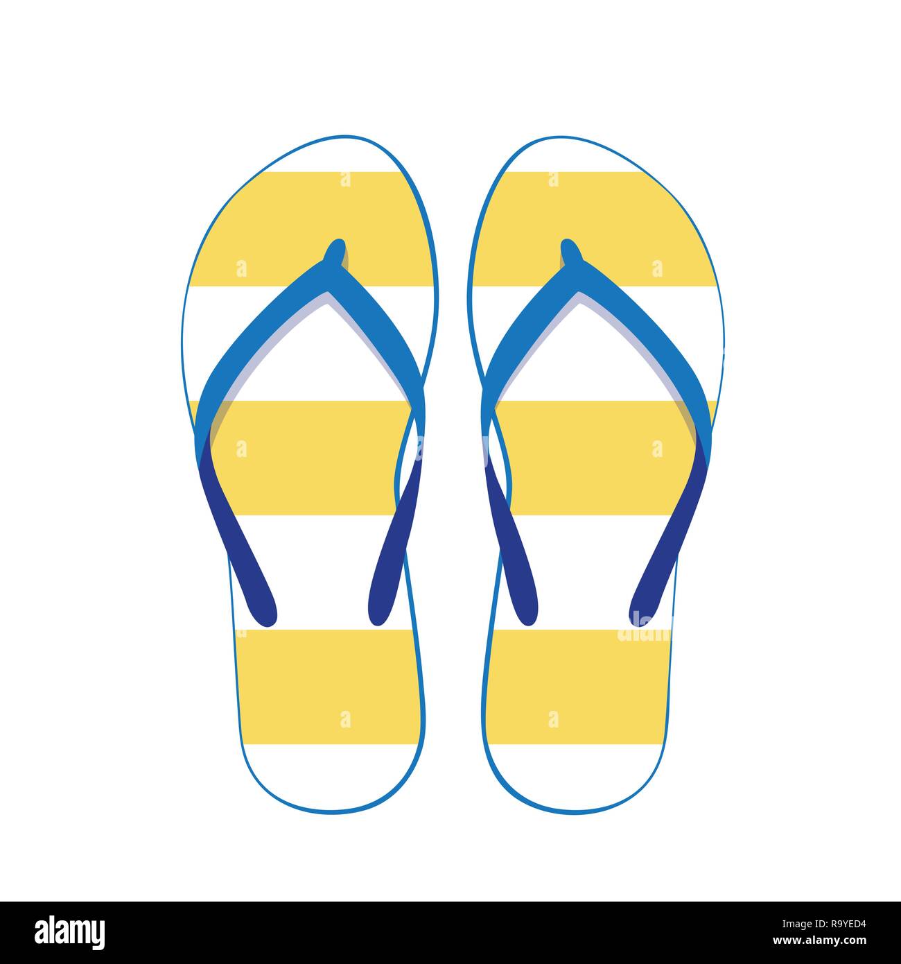 Weiß und Gelb flip flops Badekleidung auf weißem Hintergrund Vektor-illustration EPS 10 isoliert Stock Vektor
