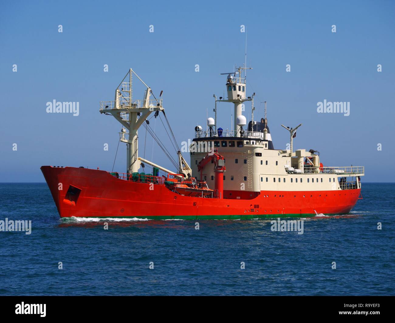Crew Schiff auf dem Meer. Stockfoto