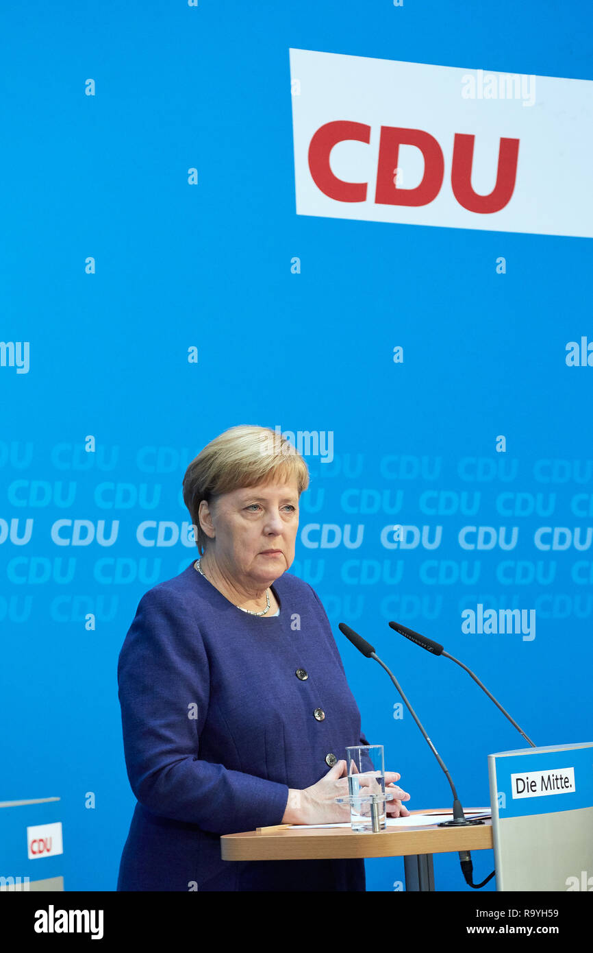 05.11.2018, Berlin, Deutschland - Angela Merkel Vorsitzende der CDU Deutschlands bei einer Pressekonferenz. 00 R 181105 D 157 CARO.JPG [MODEL RELEASE: NEIN Stockfoto