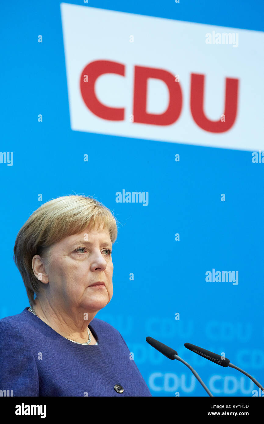 05.11.2018, Berlin, Deutschland - Angela Merkel Vorsitzende der CDU Deutschlands bei einer Pressekonferenz. 00 R 181105 D 167 CARO.JPG [MODEL RELEASE: NEIN Stockfoto