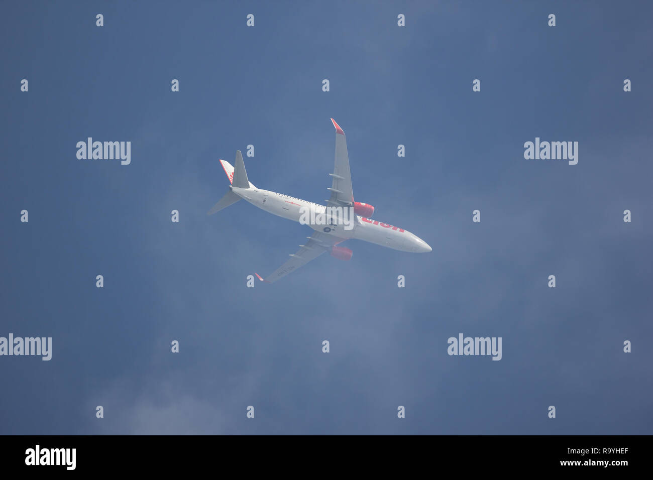 Chiangmai, Thailand - 18. Dezember 2018: HS-LUO Boeing 737-800 der Thai Lion Air Airline. Von Chiangmai Flughafen in Bangkok. Stockfoto