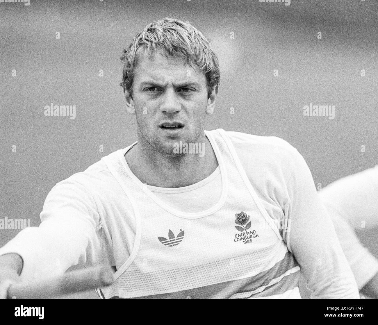 Strathclyde Park, Motherwell. GBR M2 - Steve Redgrave, Commonwealth Regatta 1986, Strathclyde Country Park, [Pflichtfeld Kredit. Peter Spurrier/Intersport Bilder] Stockfoto