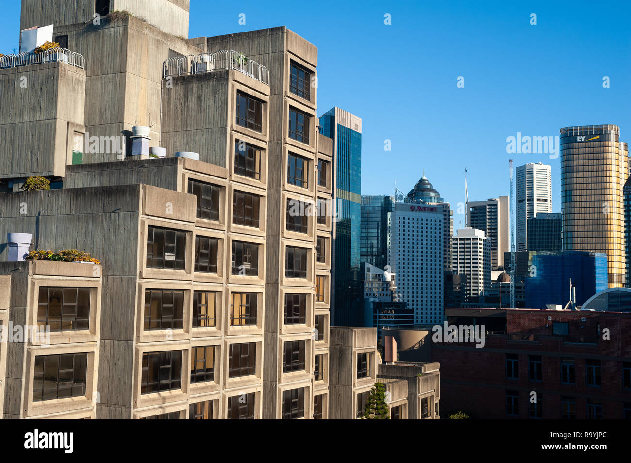 16.09.2018, Sydney, New South Wales, Australien - Ein Blick auf das bekannte Sirius-Gebaeude, einem sozialen Wohnungsbauprojekt aus den Siebzigerjahre Stockfoto