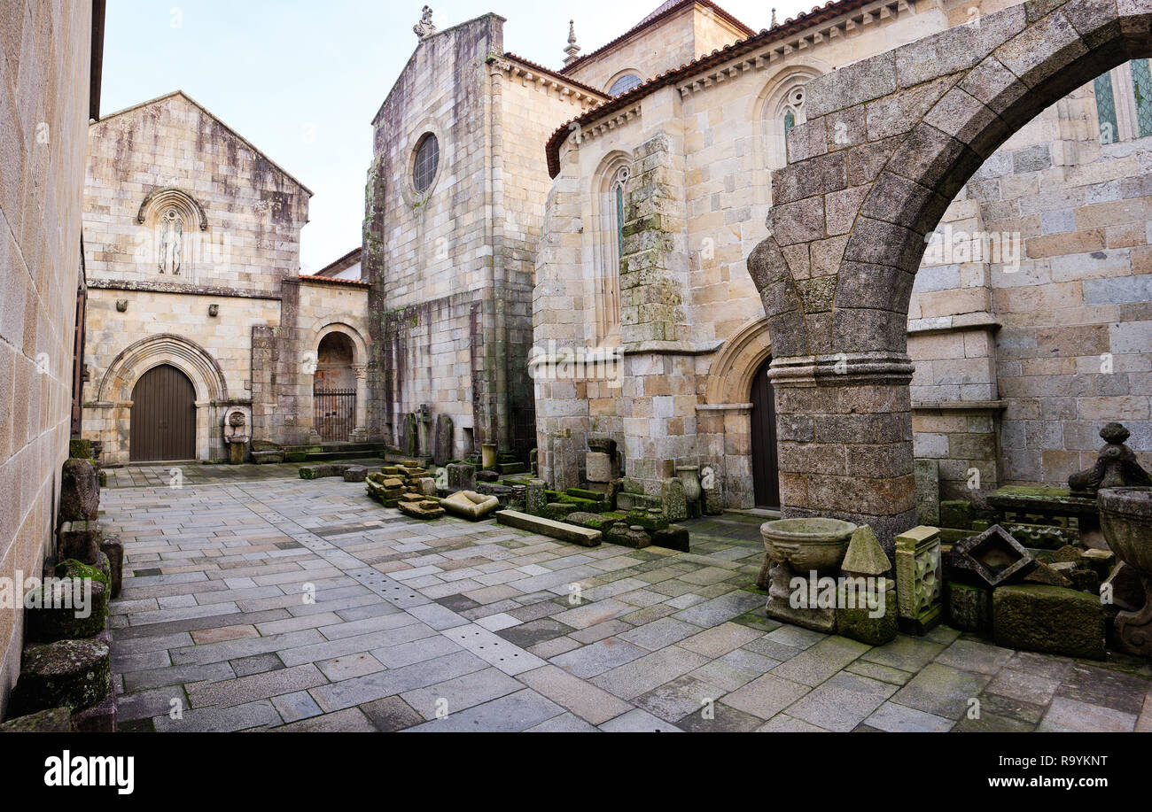 Braga, Portugal - Dezember 23, 2018: Details der Kathedrale von Braga, Portugal. Stockfoto