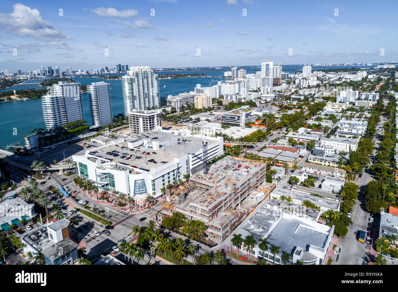 Miami Beach Florida, Luftaufnahme von oben, Biscayne Bay, Fifth & Alton Shopping Center, Target Department Store im Bau Stockfoto