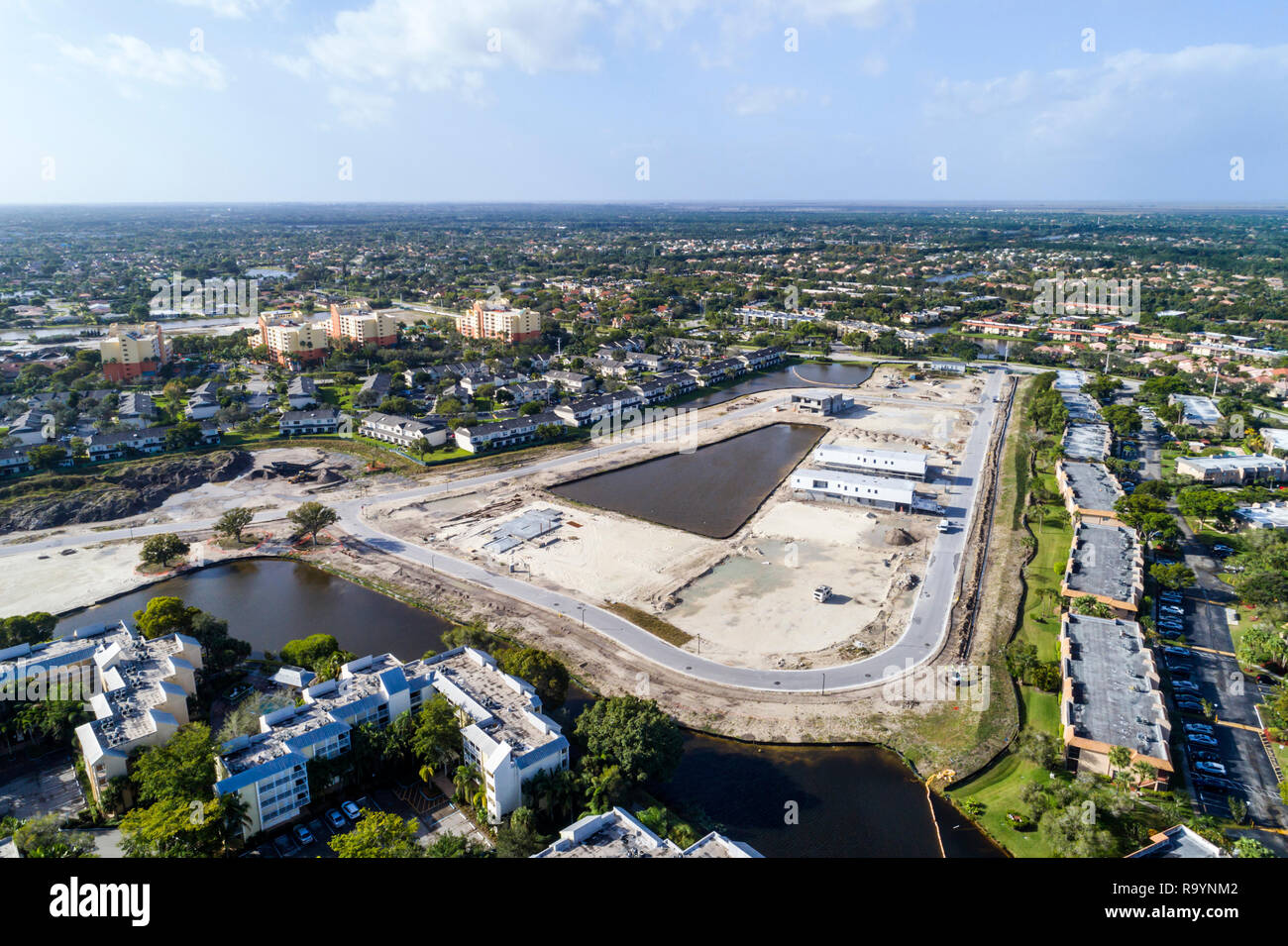Weston Florida, Fort Ft. Lauderdale, Luftaufnahme von oben, unter Neubau-Baumeister, neue Wohnsiedlung Nachbarschaft wirtschaftliche deve Stockfoto