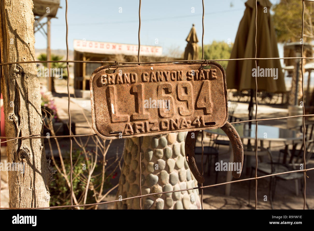 Rusty Old Arizona Nummernschild Stockfoto