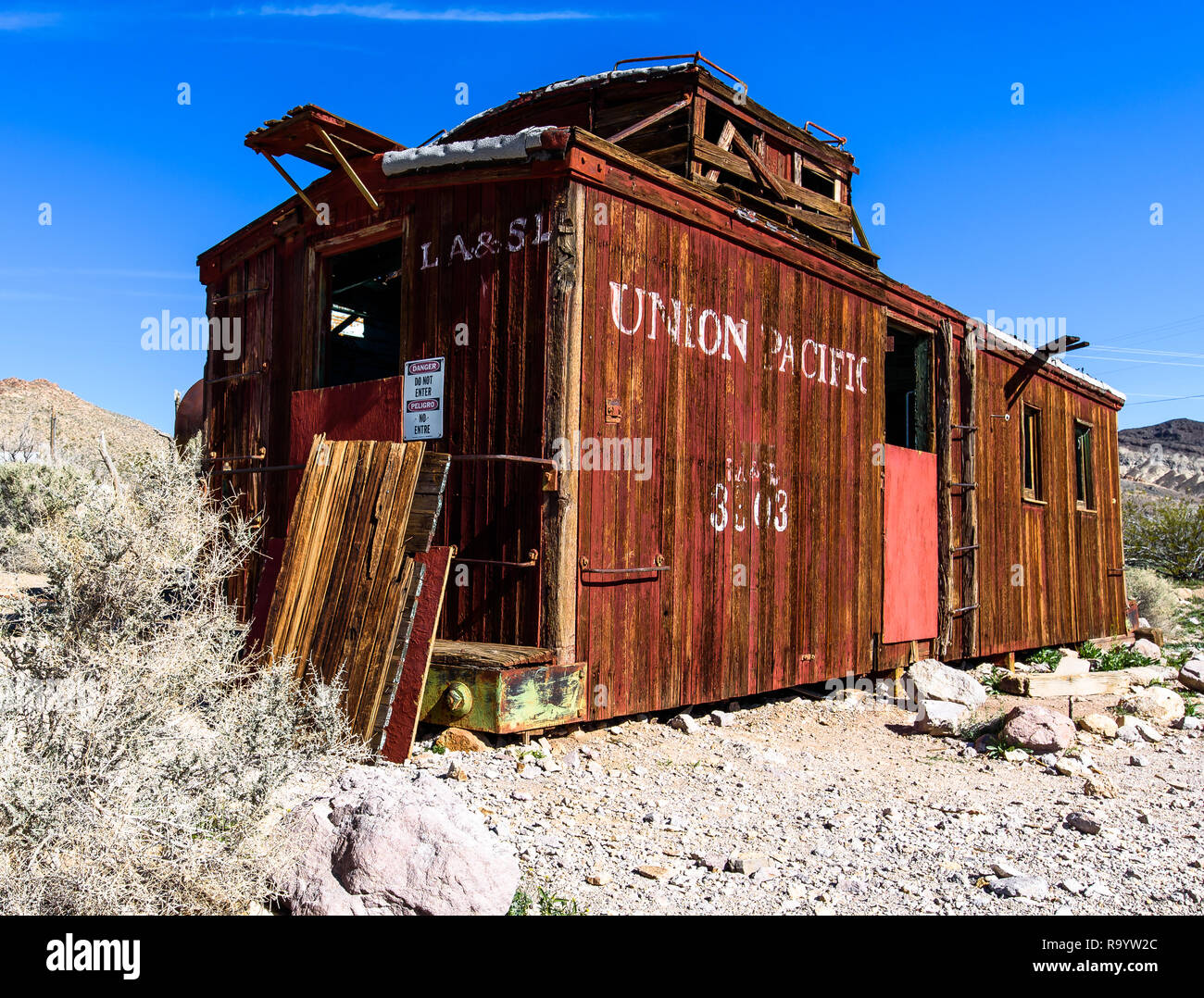 Verfallene Union Pacific Railcar Stockfoto