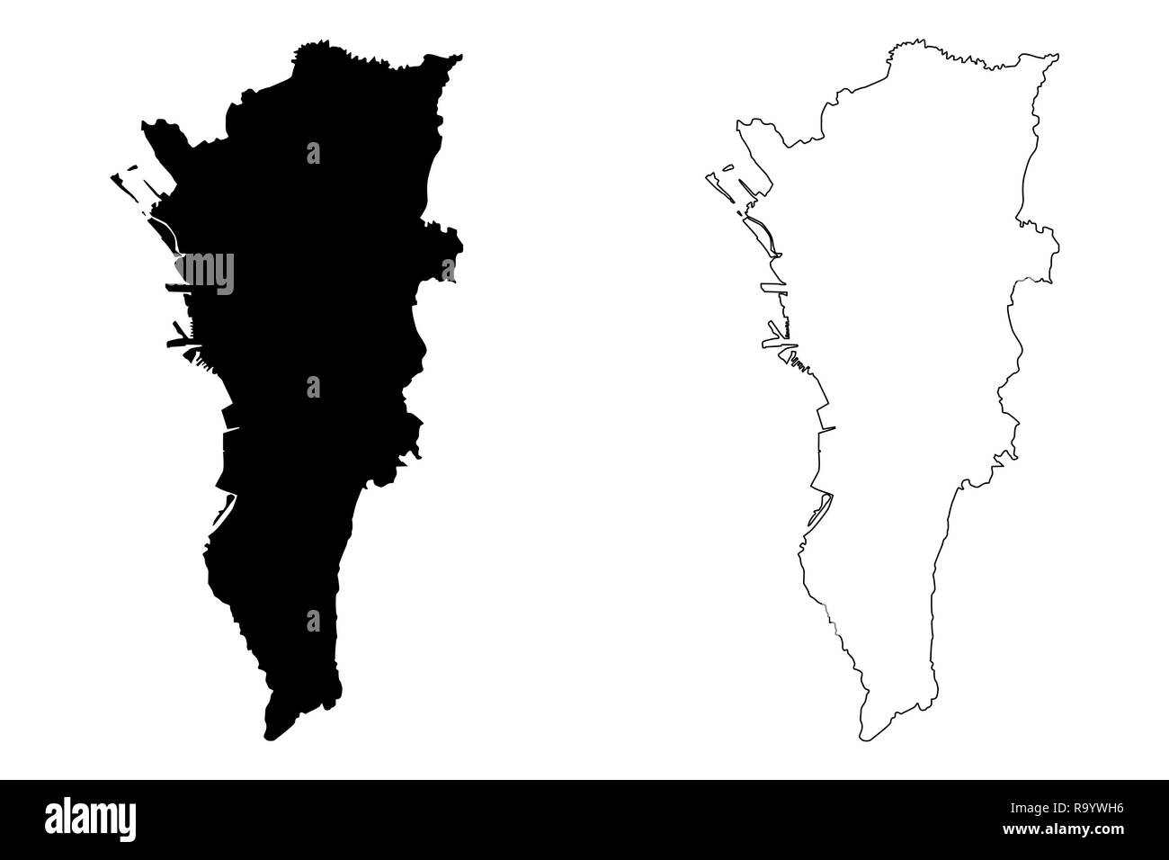 Metro Manila (Regionen und Provinzen der Philippinen, die Republik der Philippinen) Karte Vektor-illustration, kritzeln Skizze National Capital Region Stock Vektor