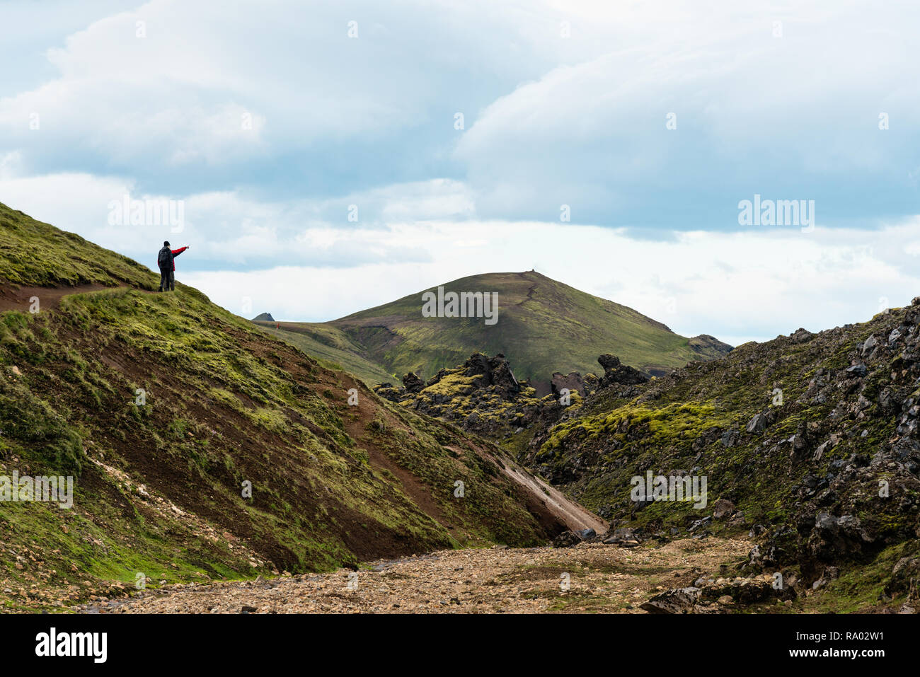 Wandern in Island, Landmannalaugar Bereich Stockfoto