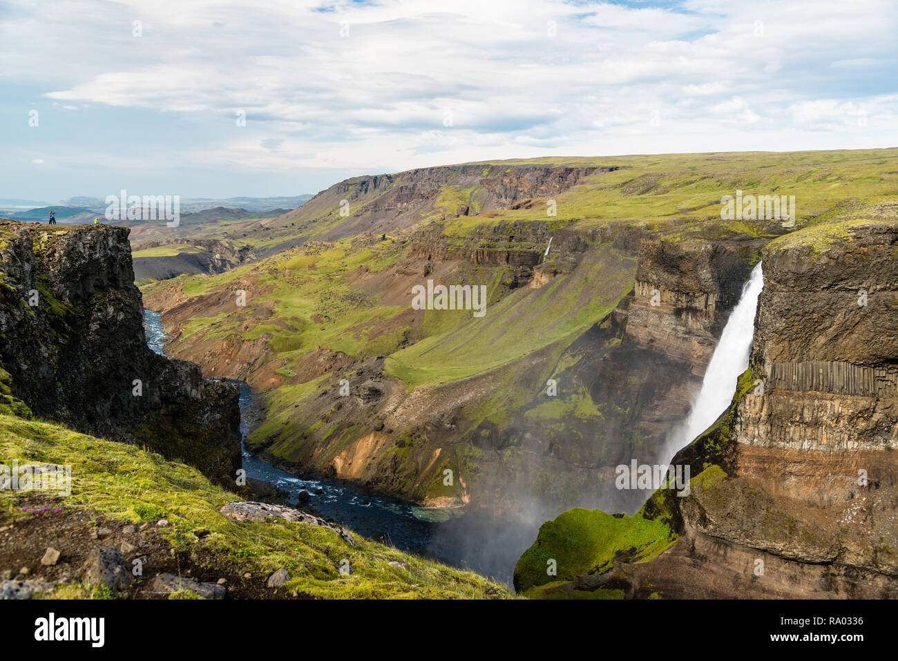 Schönen Island Landschaft, Wasserfall Haifoss Stockfoto