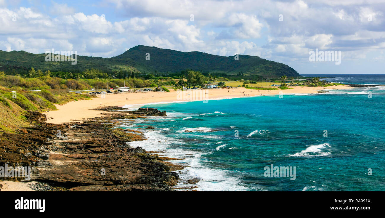 Sandstrand, schöne, aber gefährliche Strand für unerfahrene Surfer, Oahu, Hawaii Stockfoto Sandstrand, schöne, aber gefährliche Strand für unerfahrene Surfer, Oahu, Hawaii Stockfoto
