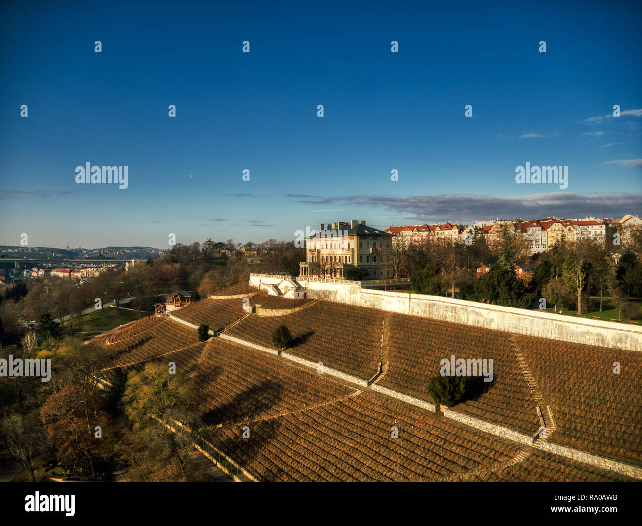 Prag Weingut drone Winter Stockfoto