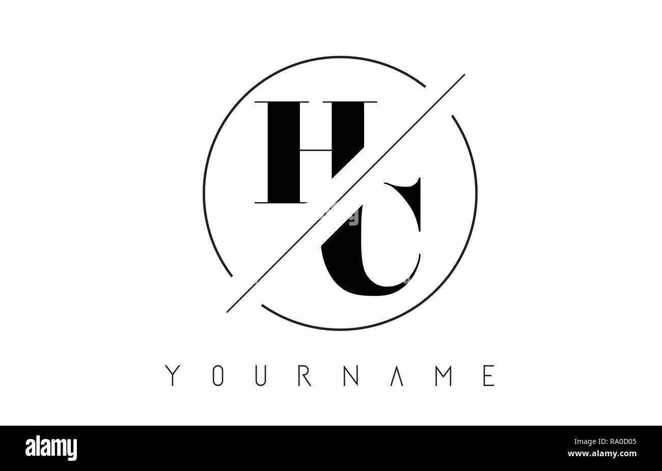 HC Schreiben Logo mit geschnittenen und Schnitt Design und runden Rahmen Vector Illustration Stock Vektor