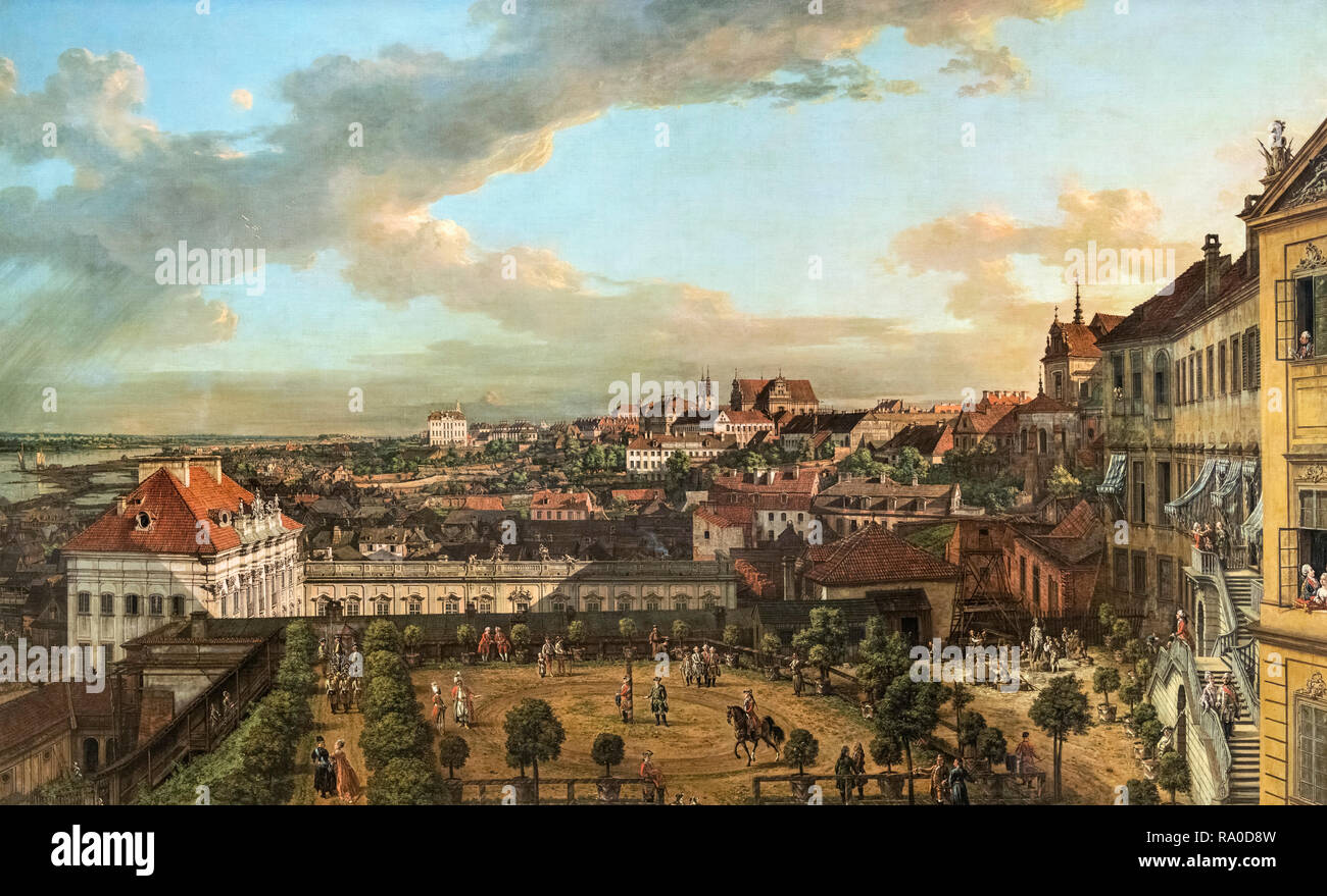 Blick auf Warschau von der Terrasse des Königlichen Schlosses von Bernardo Bellotto, (1721-1780), 1773 Stockfoto