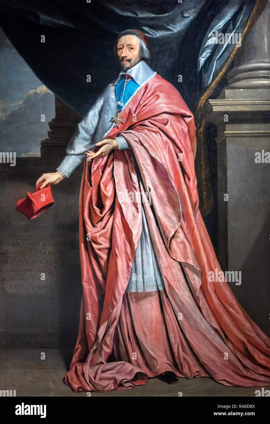 Armand Jean du Plessis, Cardinal-Duke von Richelieu und Fronsac (1585-1642), die gemeinhin als Kardinal Richelieu, war ein französischer Geistlicher, Edelmann, und Staatsmann und König Ludwig XIII. Der Chief Minister. Portrait von Philippe de Champaigne, Öl auf Leinwand, 1635-40 Stockfoto