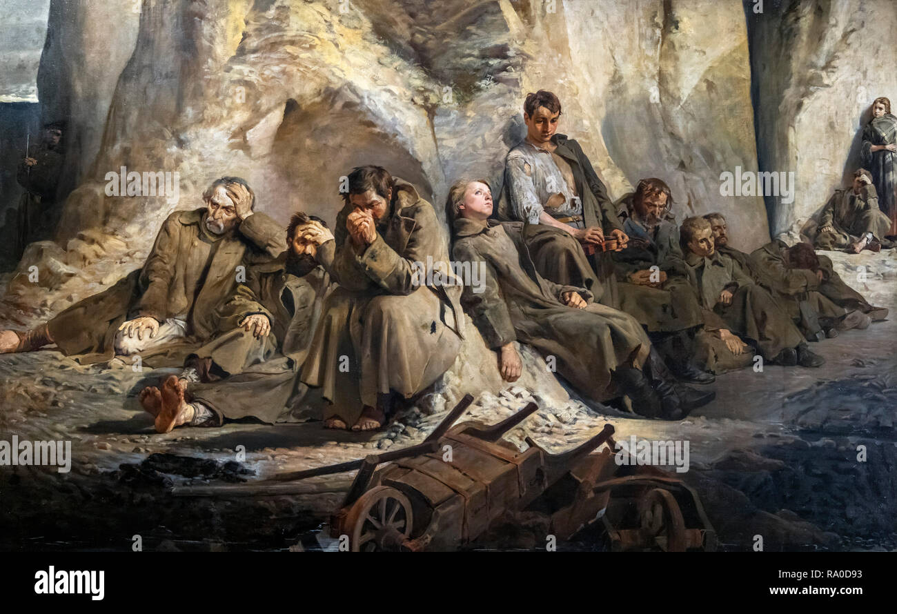 Sonntag in der Mine von Jacek Malczewski (1854-1929), Öl auf Leinwand, 1882 Stockfoto