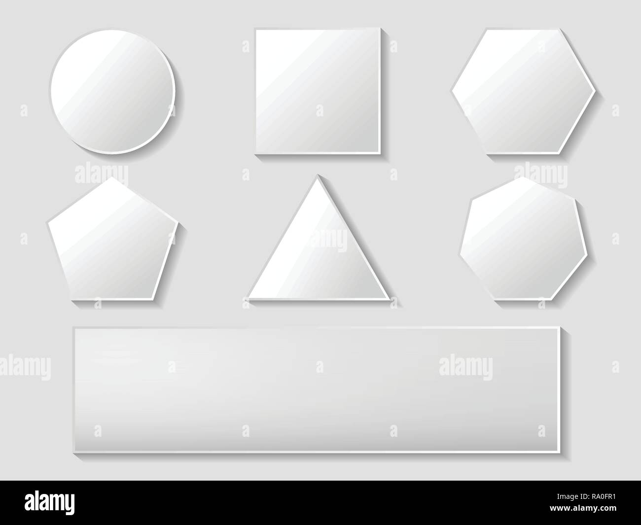 Leere Schaltflächen Icon Set von Kreis, Quadrat, Fünfeck, Sechseck, Dreieck, heptagon, Rechteck Stock Vektor