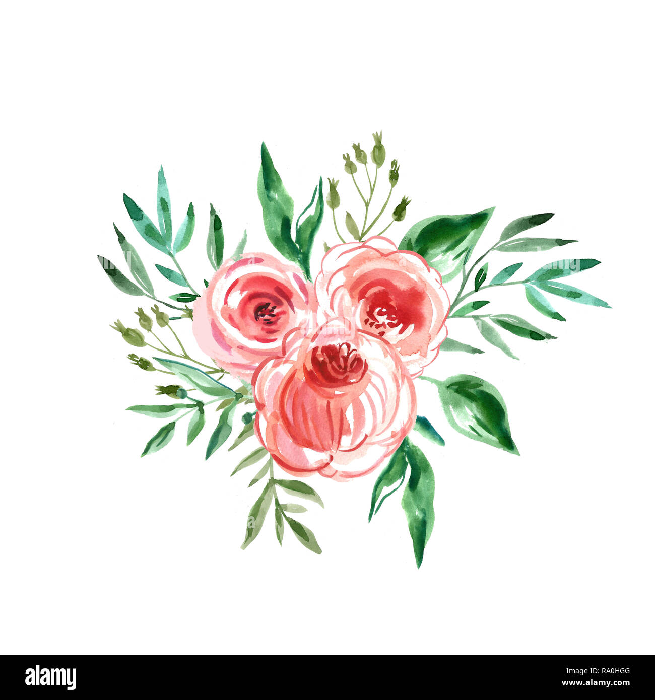 Aquarell Blumen. Schöne floral background von Aquarell Skizzen für die Gestaltung und Dekoration. Jahrgang. Stockfoto