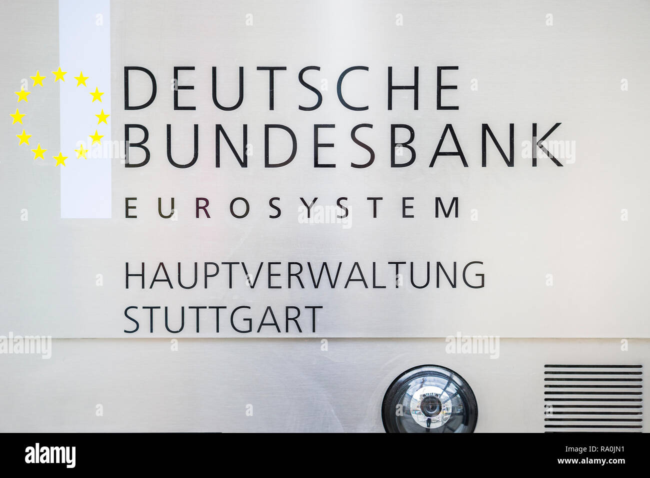 Zeichen in der Zentrale der Deutschen Bundesbank Eurosystem Stockfoto