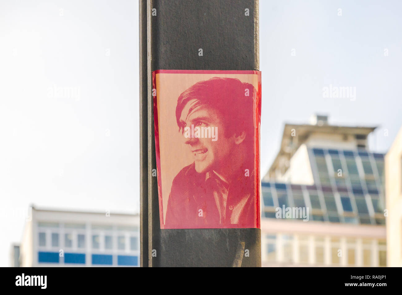 Aufkleber mit Rudi Dutschke, Sprecher der deutschen Studentenbewegung der sechziger Jahre Stockfoto