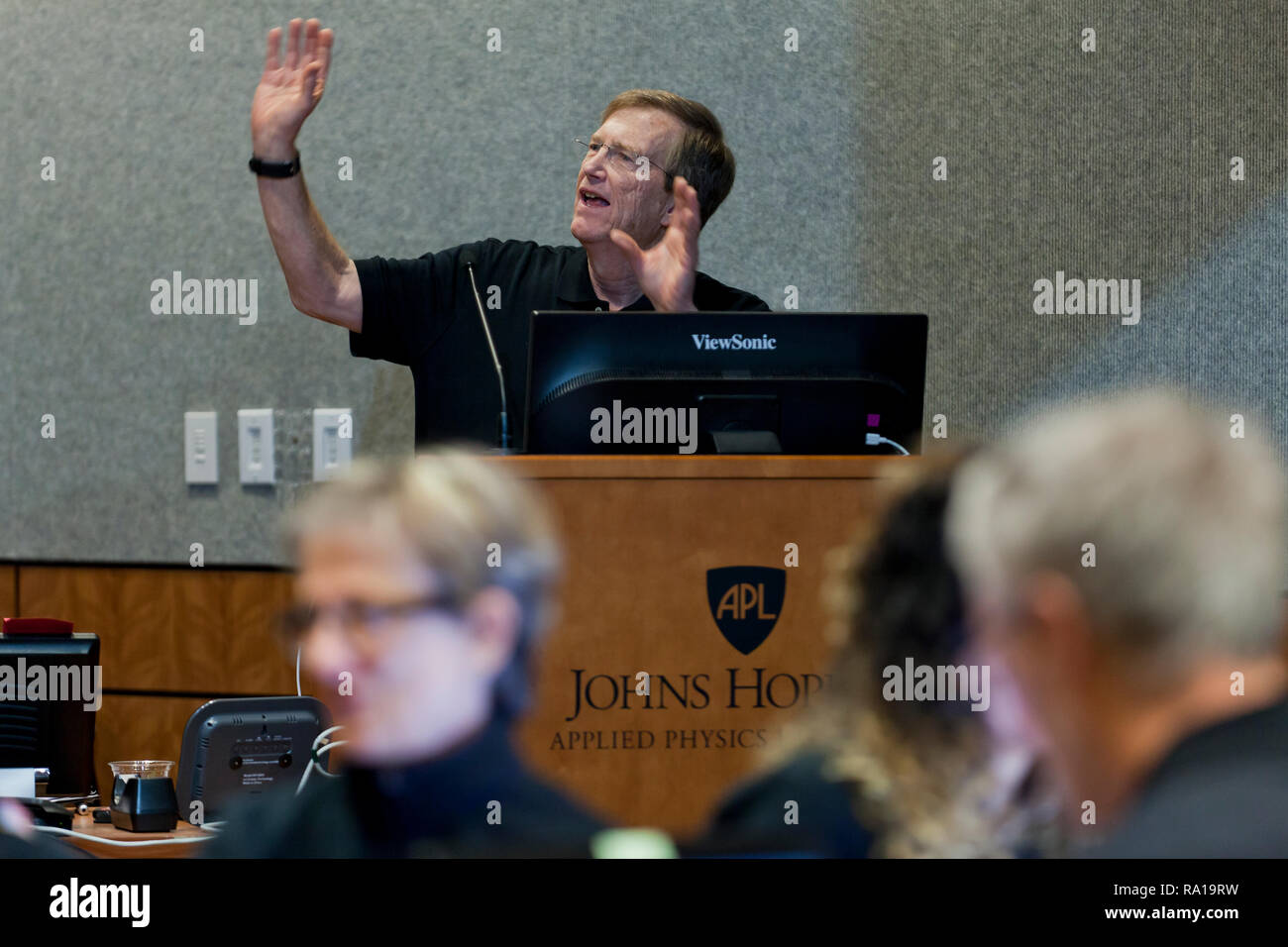 Laurel, Maryland, USA, 29. Dezember, 2018: Die Johns Hopkins University Applied Physics Laboratory (APL) Mission Operations Center und Science Operations Center für ihre interplanetare Raumsonde New Horizons Vorbeiflug eines Kuiper-gürtel Objekt Ultima Thule vorbereiten. Neue Horizonte ist geplant am Ultima Thule am 05 Anfahrt: 33 UTC, 1st, Januar 2019. Credit: B Christopher/Alamy leben Nachrichten Stockfoto