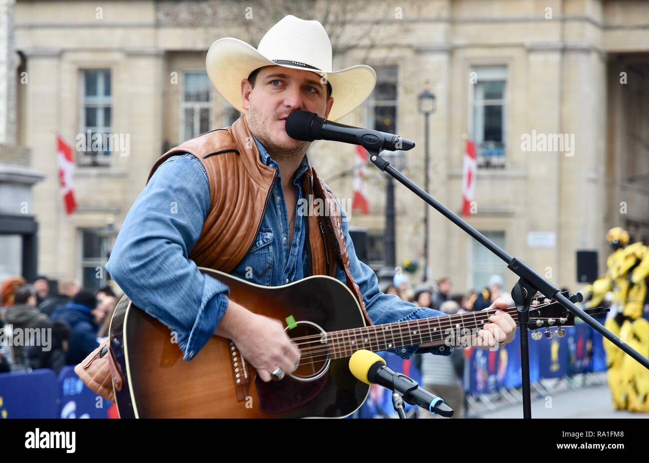 London, Großbritannien. 30 Dez, 2018. Kaleb Lee, London's New Year's Day Parade Vorschau, Trafalgar Square, London.UK Credit: michael Melia/Alamy leben Nachrichten Stockfoto