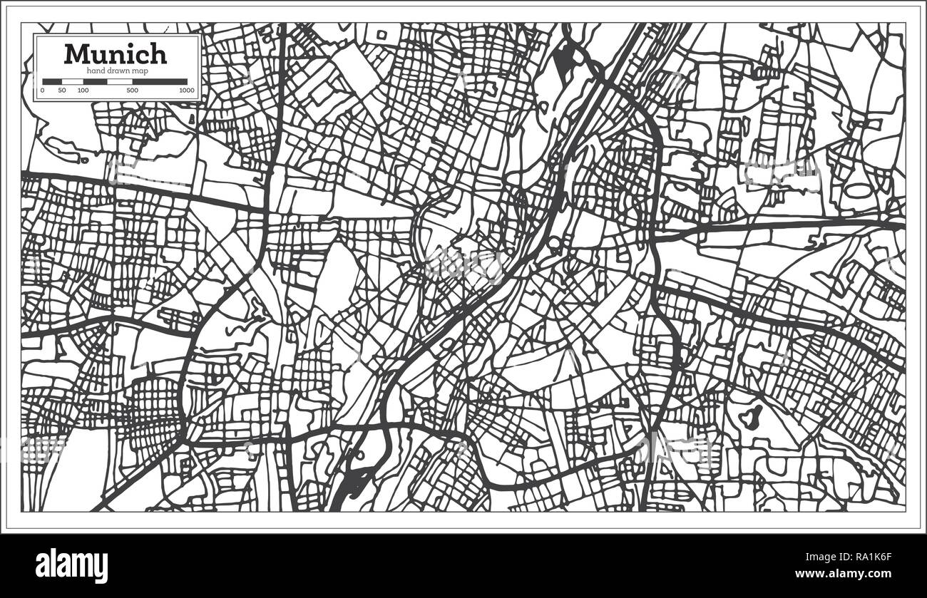 München Deutschland Stadtplan im Retro-stil. Übersichtskarte. Vector Illustration. Stock Vektor