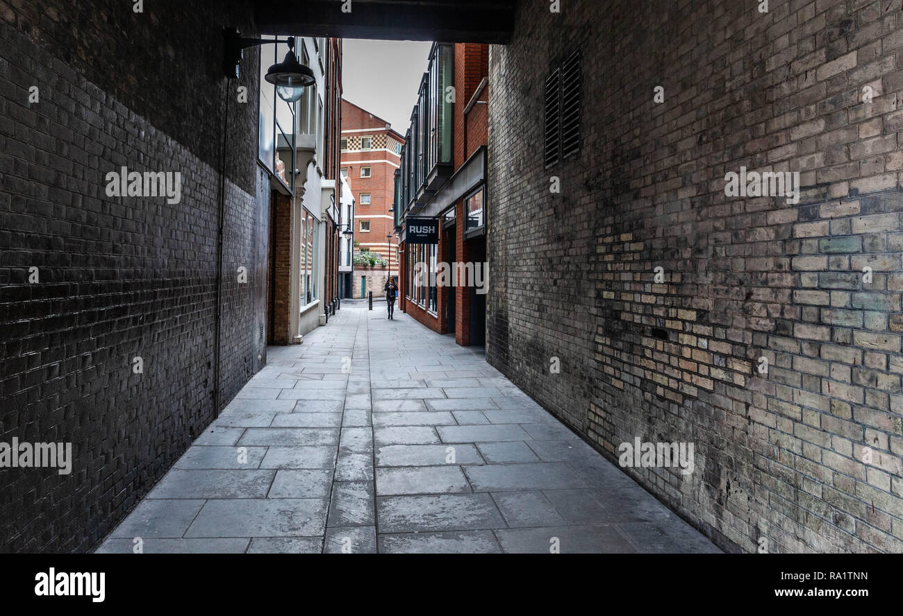 Gasse auf Bedford Hof, Covent Garden, London, WC2, England, UK. Stockfoto