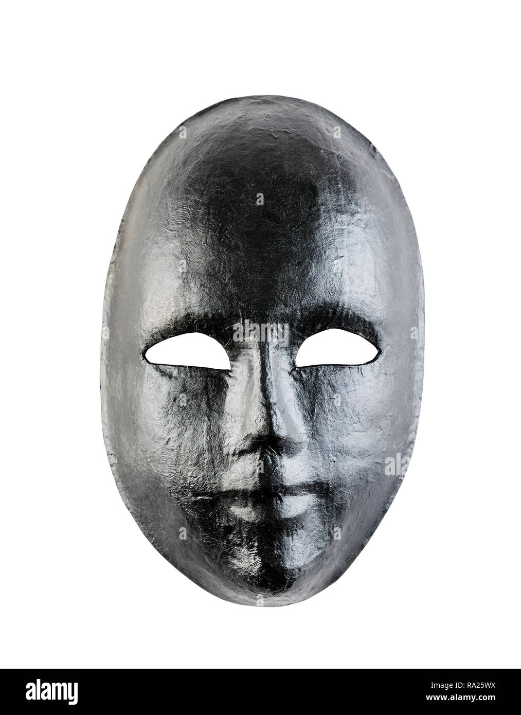 Schwarze Maske auf weißem Hintergrund Stockfoto