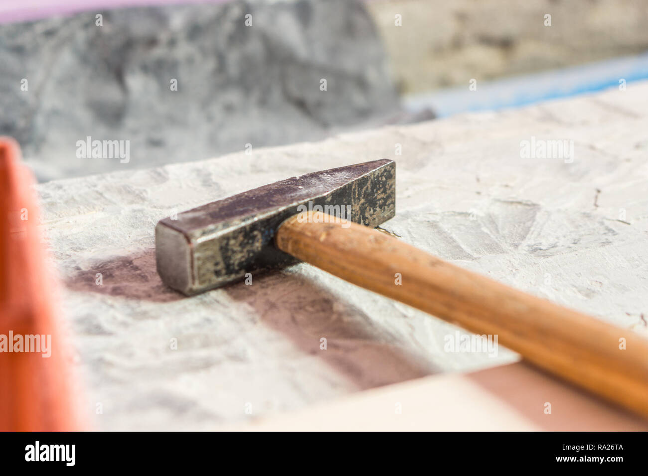 Nahaufnahme der Construction Tools zur Renovierung - Hammer Stockfoto