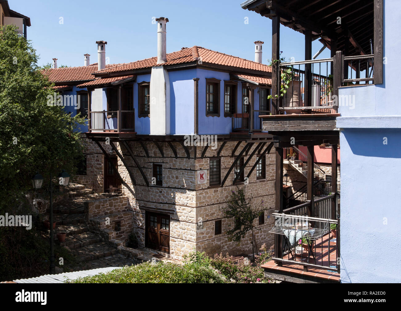 Arnea kleine Stadt, Griechenland, erstaunliche traditionelle Architektur, Chalkidiki Region, Balkan, Osteuropa Stockfoto