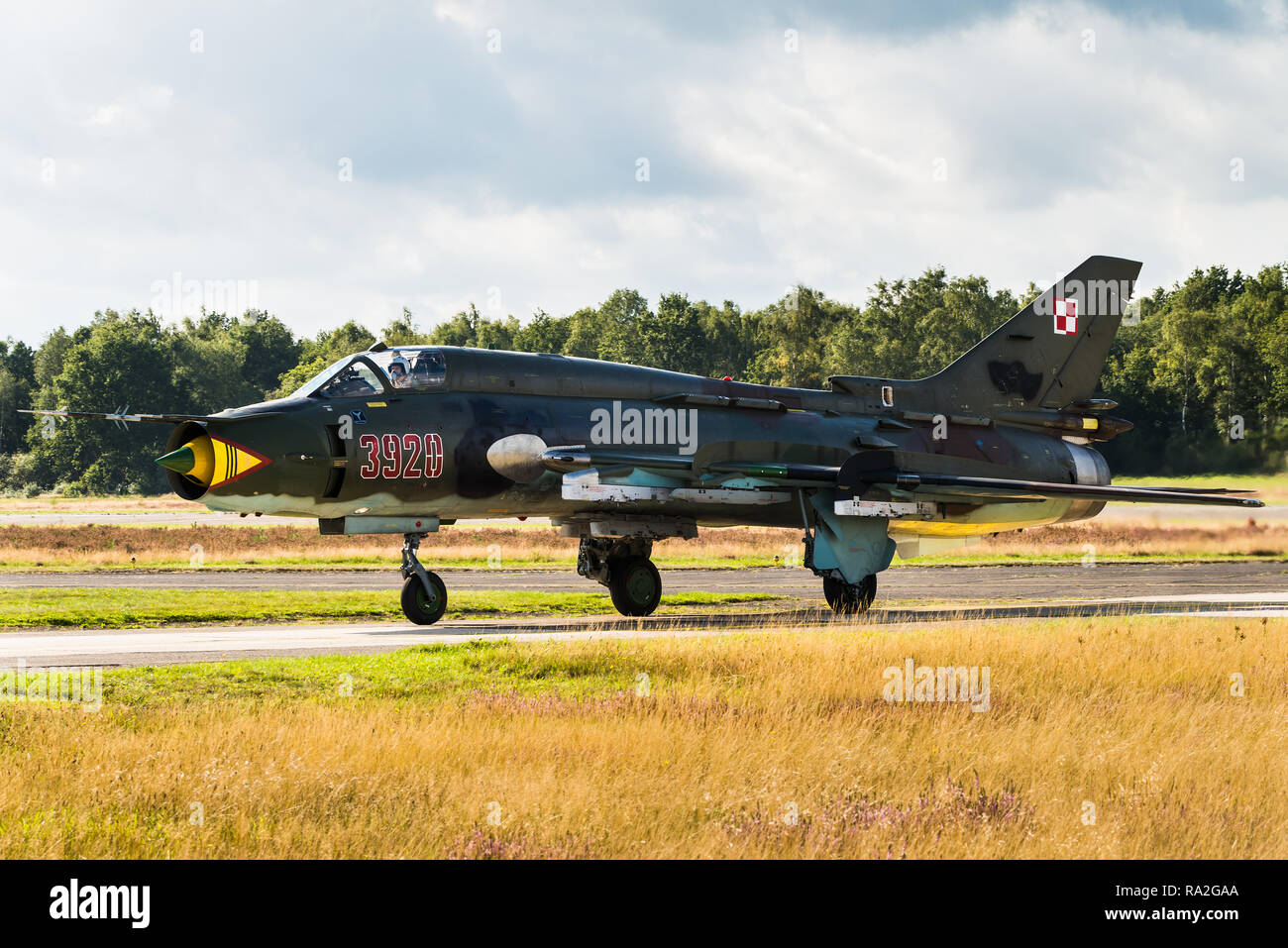 Eine Suchoi Su-17 "Fitter" kampfjet der polnischen Luftwaffe. Stockfoto