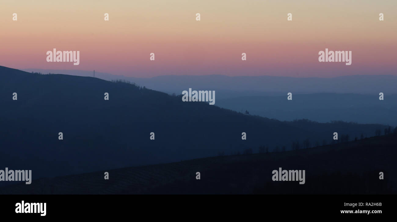 Eine Landschaft Erfassen eines Winter von Monte Frio, zentrale Portugal Sonnenuntergang Stockfoto
