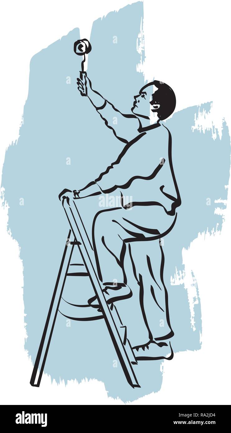 Abbildung: Ein Maler bei der Arbeit Stock Vektor