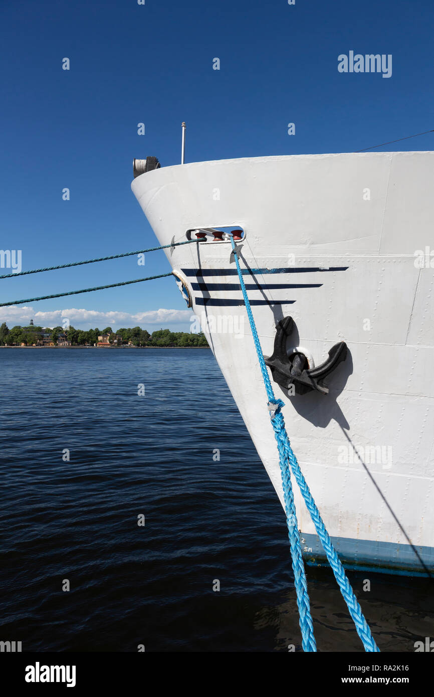 Bug des Bootes auf Södermalm Waterfront, Stockholm, Schweden Stockfoto