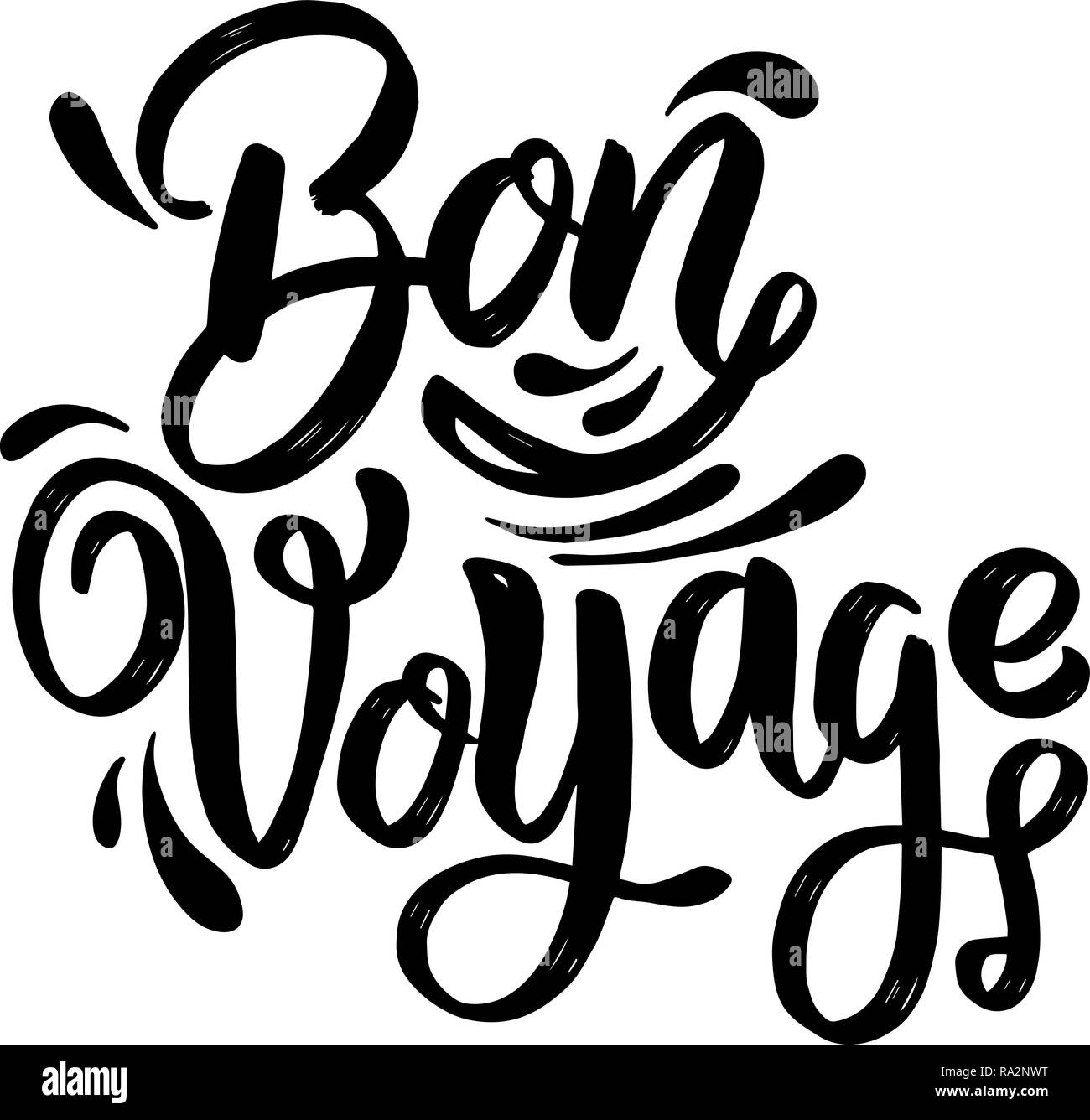 Bon Voyage. Schriftzug Phrase auf weißem Hintergrund. Design Element für Poster, Karten, Banner. Vector Illustration Stock Vektor