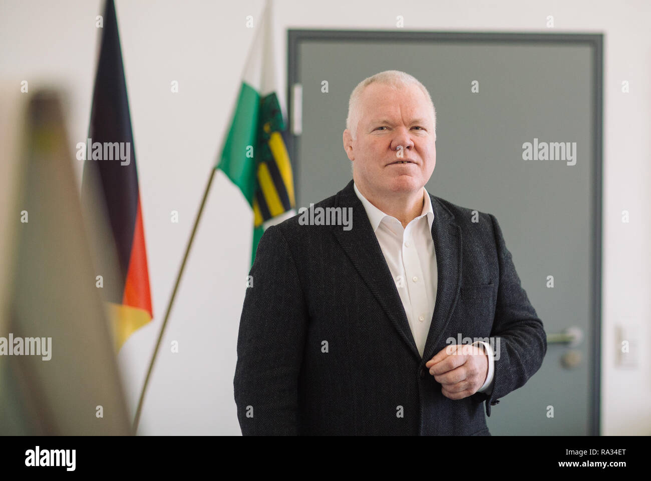 Dresden, Deutschland. 28 Dez, 2018. Horst Kretzschmar, ehemaliger Polizeichef der Landeshauptstadt Dresden und zukünftigen Zustand Polizeichef von Sachsen, können in der Dresdner Polizeipräsidium fotografiert werden. Credit: Oliver Killig/dpa-Zentralbild/dpa/Alamy leben Nachrichten Stockfoto