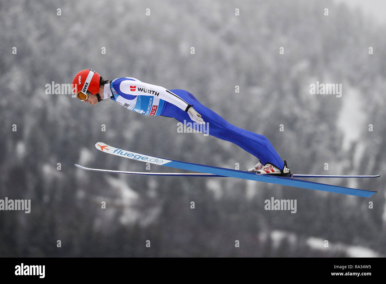 Oberstdorf, Deutschland. 31 Dez, 2018. Skispringen: Vierschanzentournee, große Hügel, Männer, Qualifikation. David Siegel, Skispringer aus Deutschland, bei der Probe. Credit: Daniel Karmann/dpa/Alamy leben Nachrichten Stockfoto