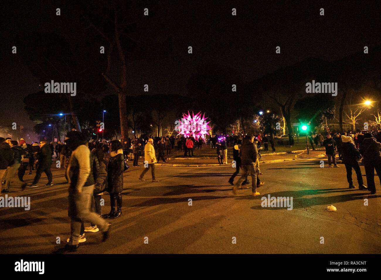 Foto Carlo Lannutti/LaPresse 01 - 01 - 2019 Roma, Italia Cronaca. Festeggiamenti al Circo Massimo per il Capodanno 2019 Nella Foto: un momento del capodanno Romano Stockfoto