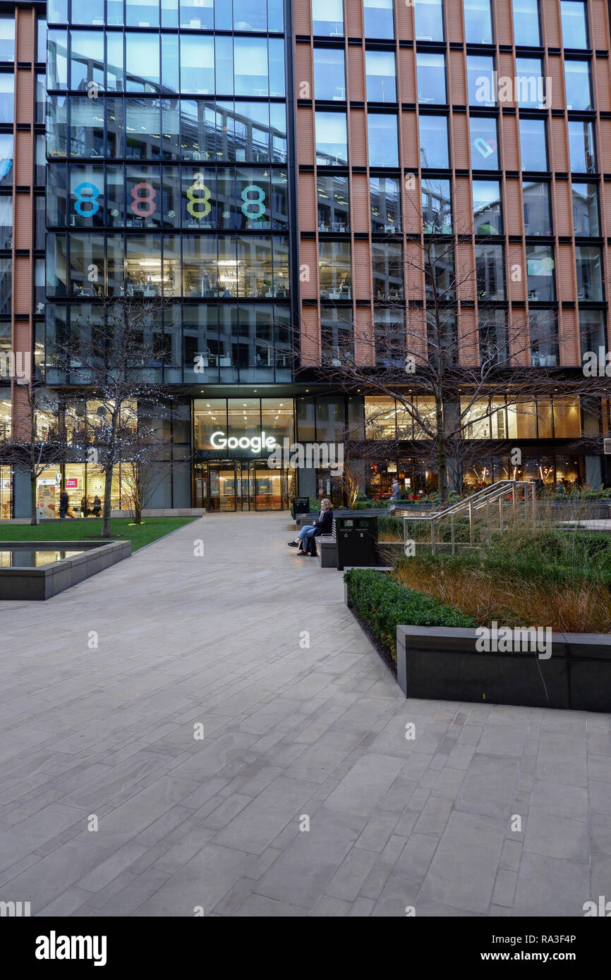 LONDON, England - Dezember, 2018: Google Hauptsitz Niederlassungen in Kings Cross Stockfoto
