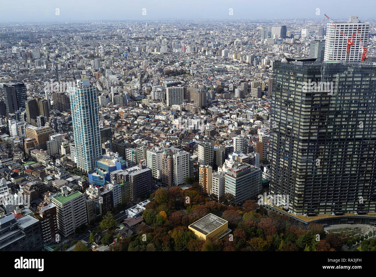 Der Blick von der Aussichtsplattform des Tokyo Government Building zeigt ein Blick auf den Central Tokyo Stockfoto