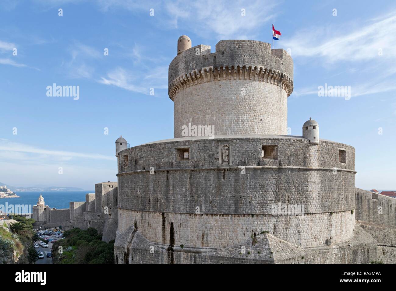 Minceta Fort, Stadtmauer, Altstadt, Dubrovnik, Kroatien Stockfoto