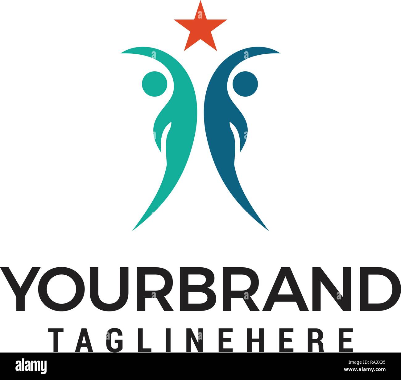 Vektor Menschen erreichen Star Logo template Design Stock Vektor