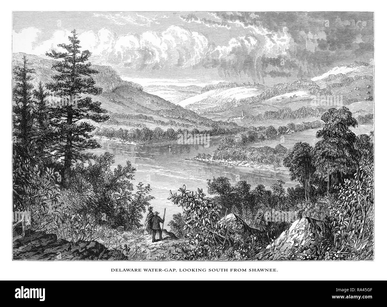 Delaware Water Gap Blick nach Süden von Shawnee, Pennsylvania, United States, US-amerikanische viktorianischen Gravur, 1872 Stockfoto